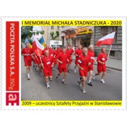 I Memoriał Michała Stadniczuka 2020 - "MójZnaczek": biegacze Sztafety Przyjaźni (również M. Stadniczuk) w Stanisławowie