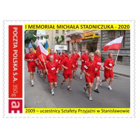 I Memoriał Michała Stadniczuka 2020 - "MójZnaczek": biegacze Sztafety Przyjaźni (również M. Stadniczuk) w Stanisławowie