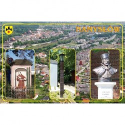 WID-N143 Namysłów, panorama miasta, kapliczka św. Franciszka, lampa gazowa, popiersie Stefana Batorego